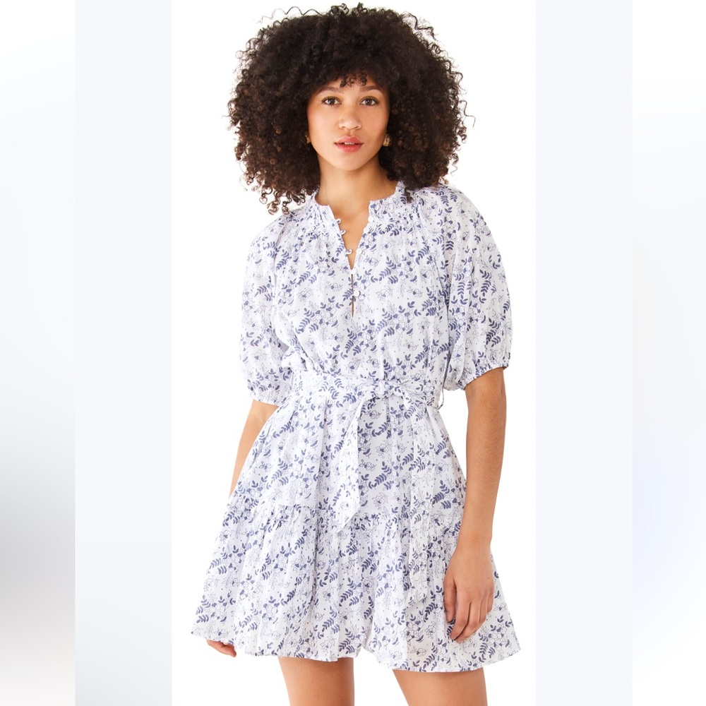 Cleobella Nevah mini dress puff sleeves print dress mini
